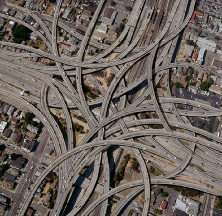 A aerial view of how crazy the freeways are here in Dallas.