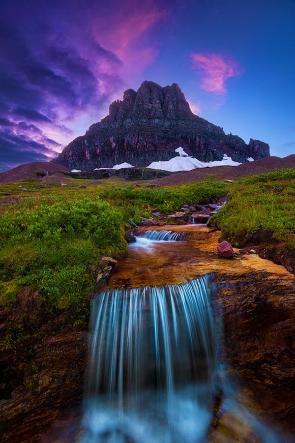 Beautiful Water fall in Glacier National Park, Montana United States
