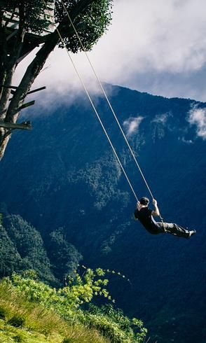 The swing at the End of the World in Ba&ntildeos, Ecuador.