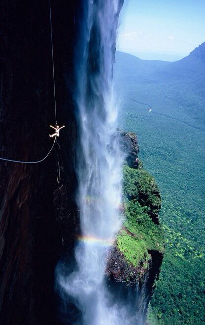 ziplining at angel falls, venezuela