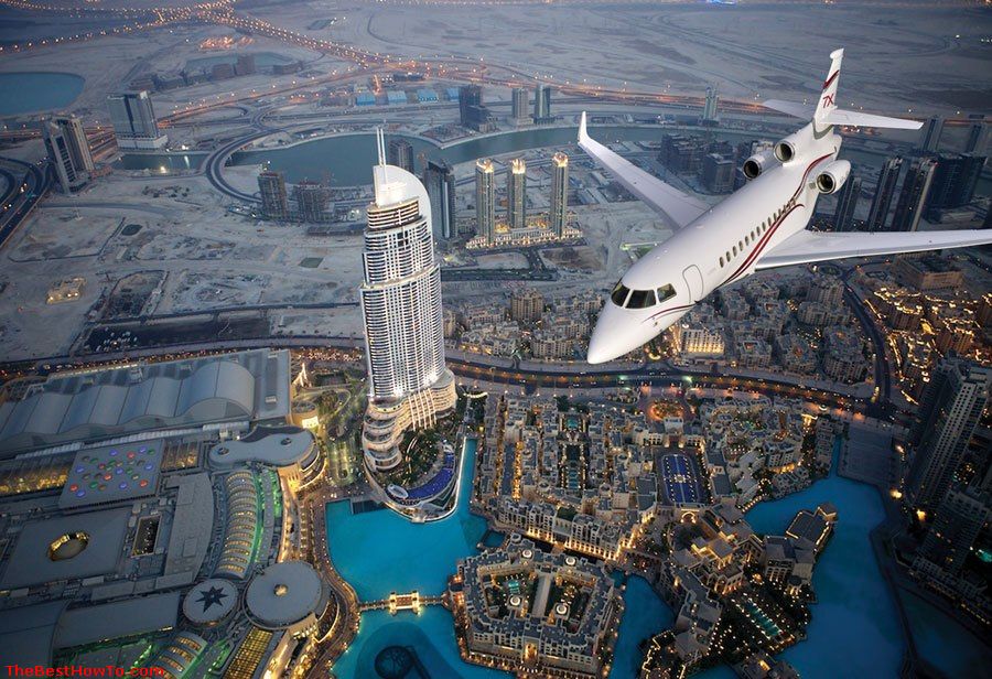 Dubai - Aerial VIew With A Plane In It