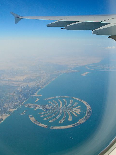 Palm Island in Dubai, as viewed from a plane