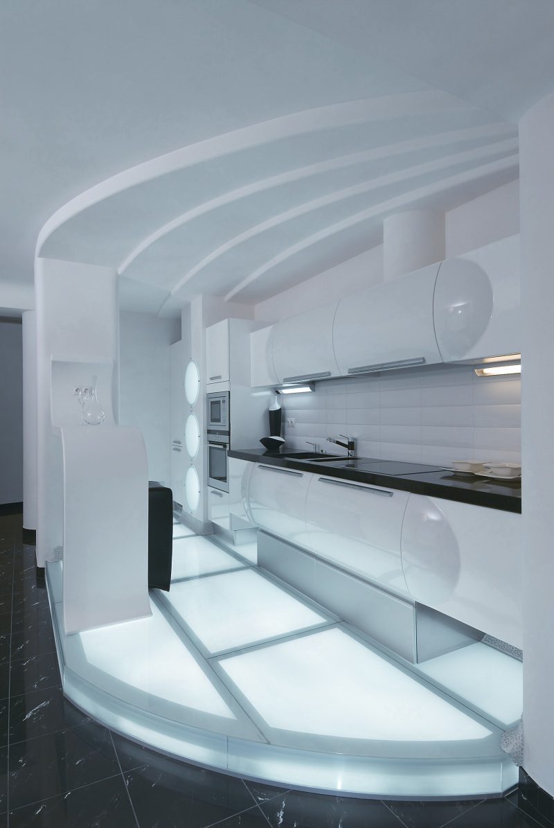 futuristic interior kitchen apartment amazing modern designs future cave reminds salt natalya samarina elena ultra concepts lighting digsdigs ukraine kiev