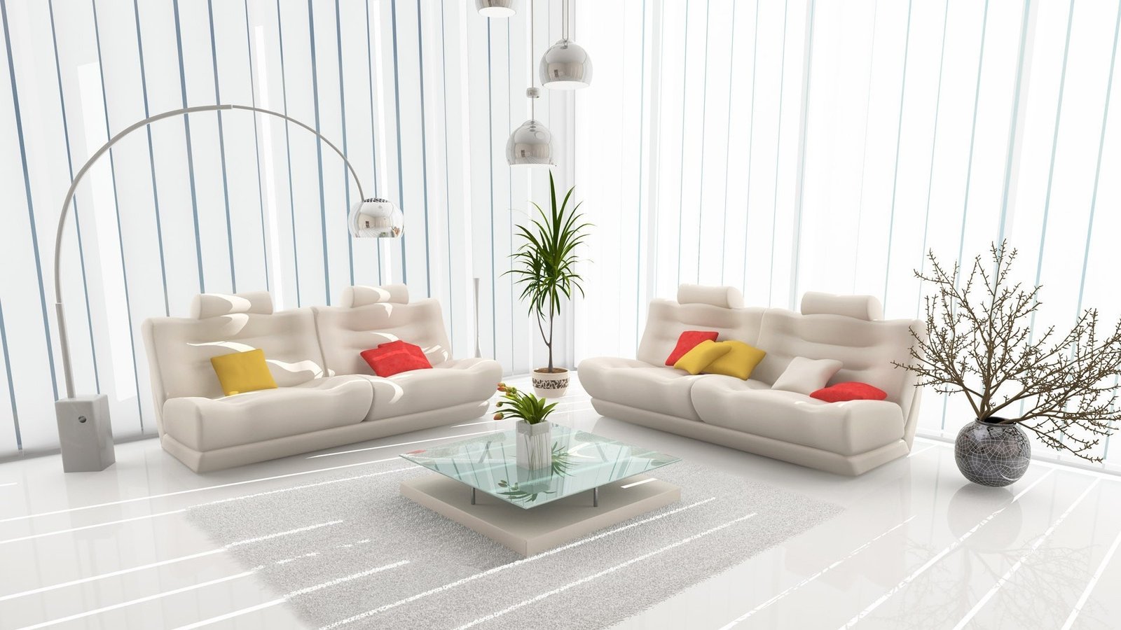 living room white modern