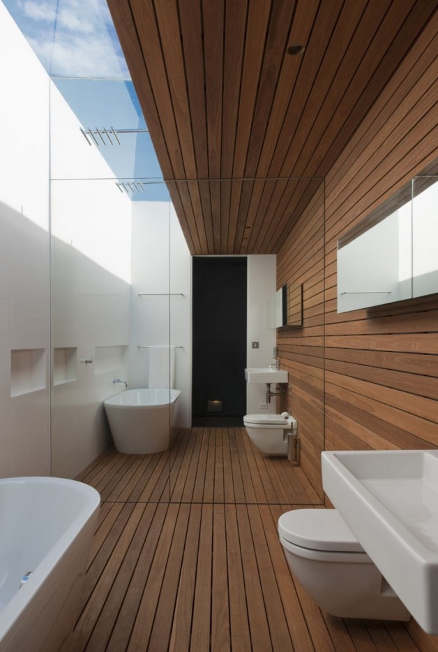 bathroom open wooden floor semi