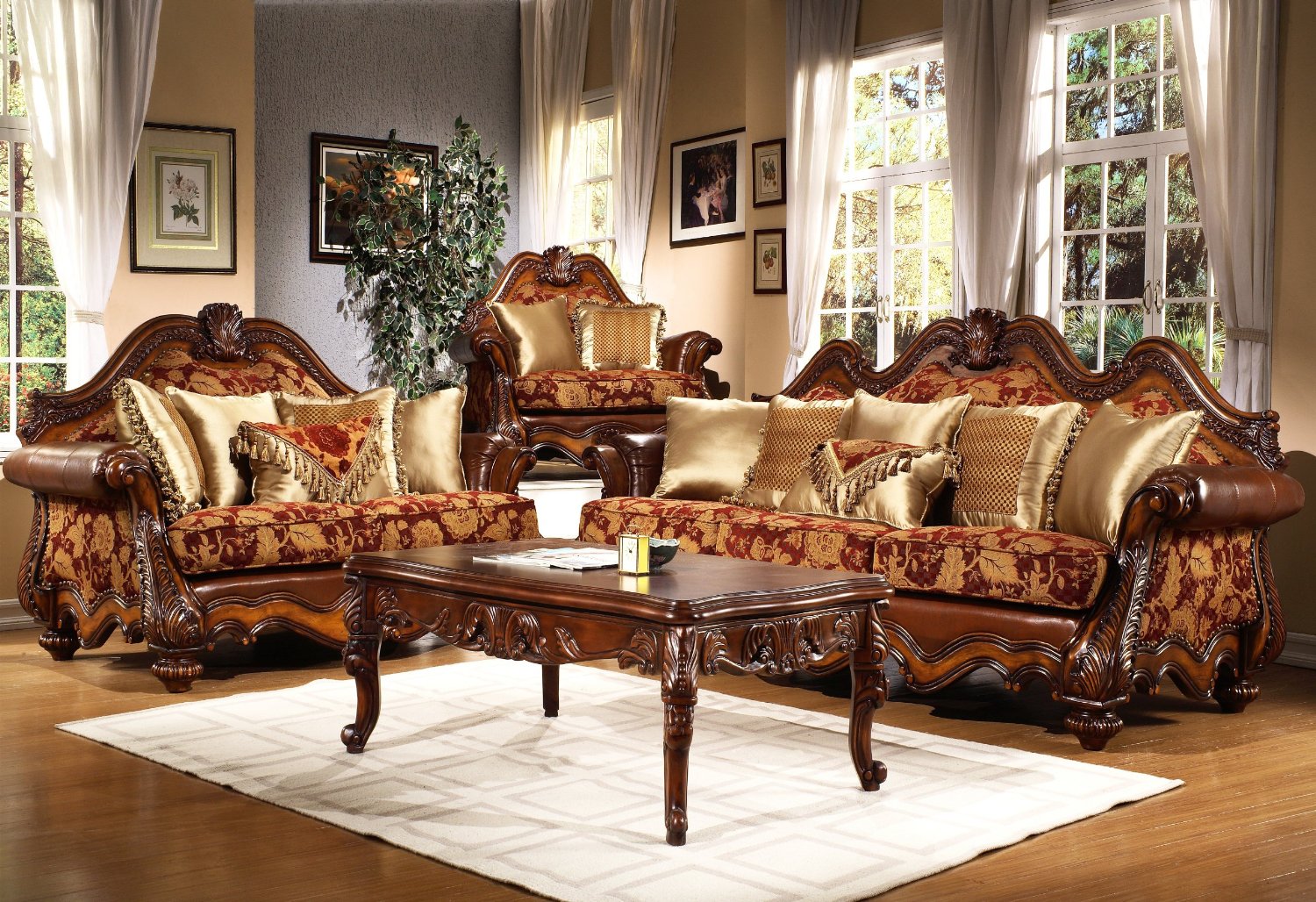 HD 814 Homey Design upholstery living room set Victorian ...