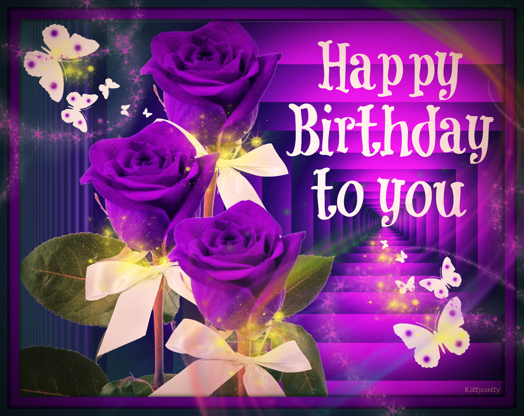 Purple happy birthday flower cards birthday greeting. 