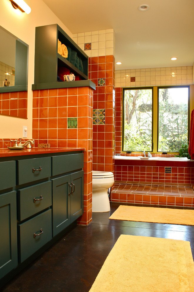 bathroom master southwestern tile mexican hunter cabinets decorate southwest bathrooms decor bath tiled remodel tiles kitchen shaker colors decorating houzz