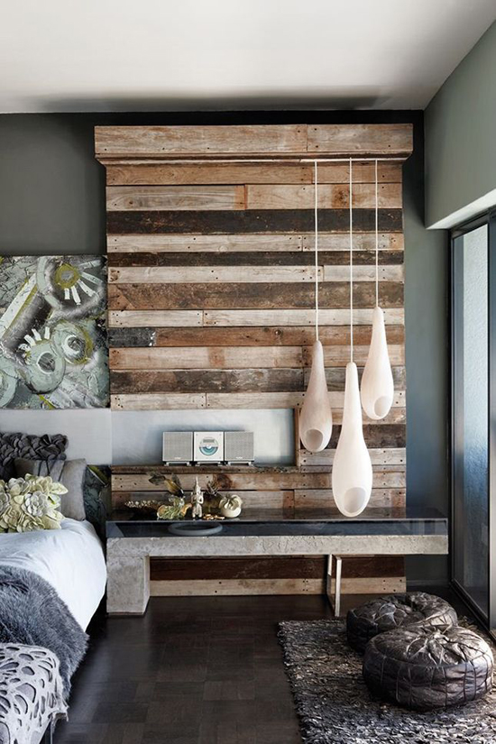 bedroom wood feature reclaimed