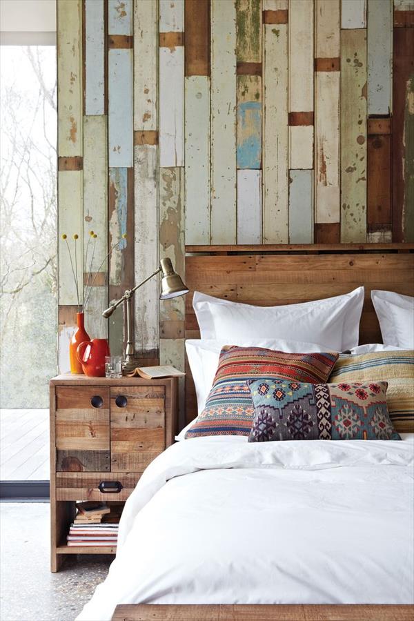 bedroom rustic wood walls