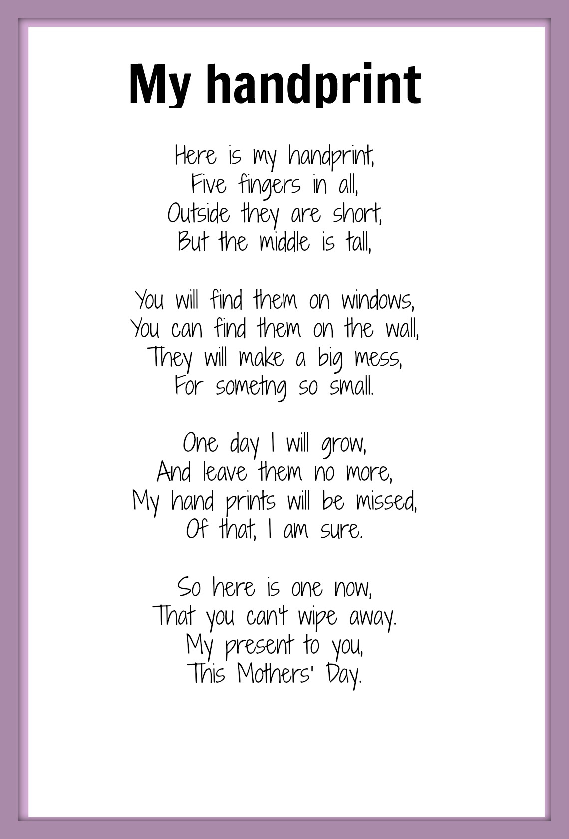 Mothers Day Poem Printable